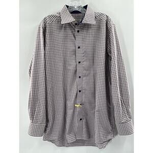 Eton Men’s Long Sleeve Contemporary Button Up Checked Shirt Size 15.5 (42) EUC